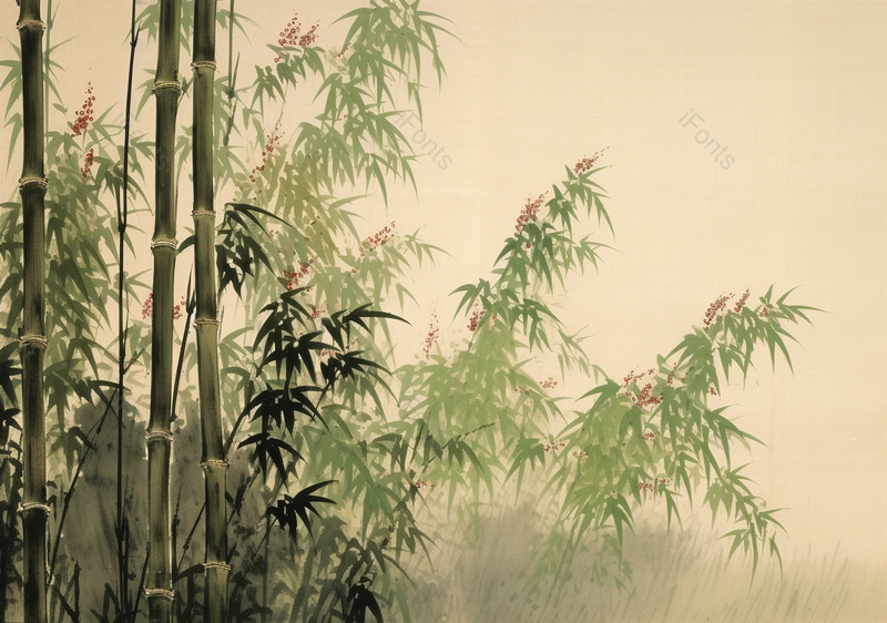 手绘国风意境墨绿色的竹子竹林山水风景文艺插画,插画/手绘图,插画/手绘图库,插画/手绘图下载,插画/手绘